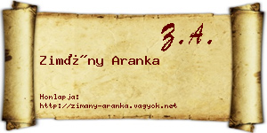 Zimány Aranka névjegykártya