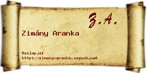 Zimány Aranka névjegykártya